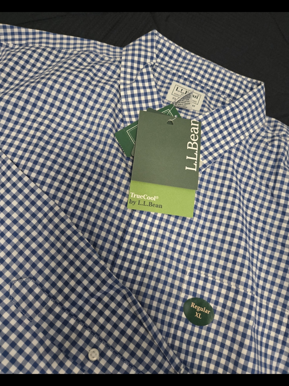 L.L. Bean Men's Blue and White Gingham Button-Down Shirt Xl NWT